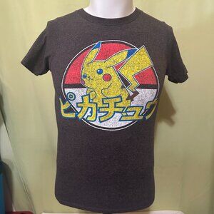 Pokemon Men's Dark Gray T Shirt Size XXS Cotton Polyester Pikachu Charizard Gard